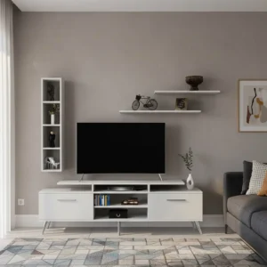 طاولة تلفاز مودرن أبيض 67