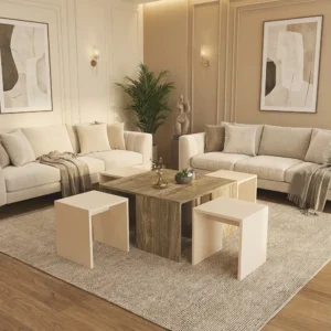 طاولة قهوة مع 4 طاولات خدمة لونين 0218