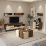 طقم طاولات تلفزيون و قهوة و ركن قهوة لونين 0126