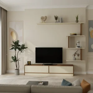 طاولة تلفاز لون بيج مع بني 98