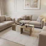 طاولة قهوة 4 قطع بيج مع خشبي 0235