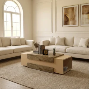 طاولة وسط لون بيج مع خشبي 0237