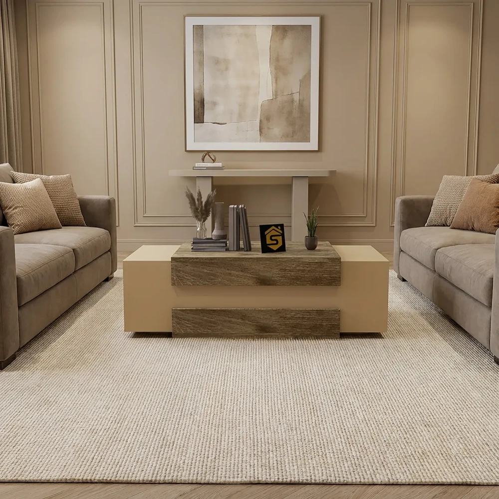 طاولة وسط لون بيج مع خشبي 0237