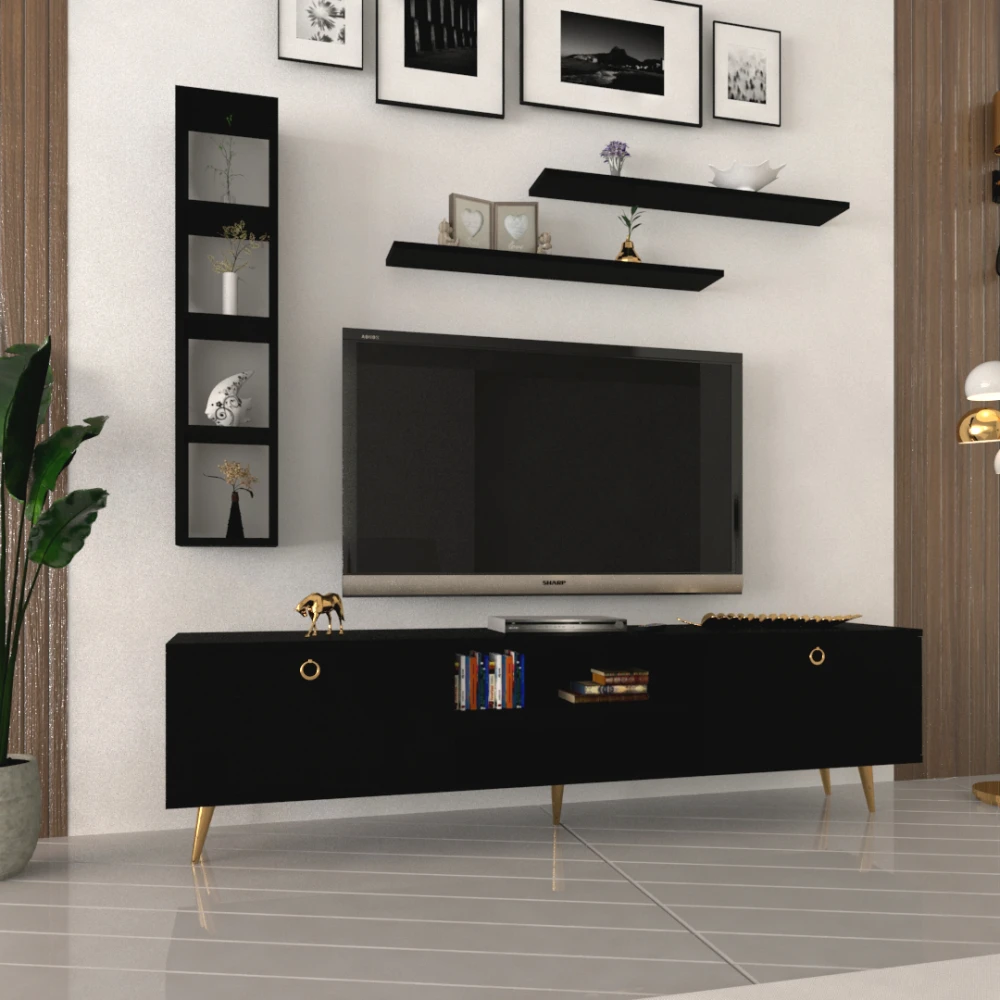 طقم طاولات تصميم عصري لون أسود 0145