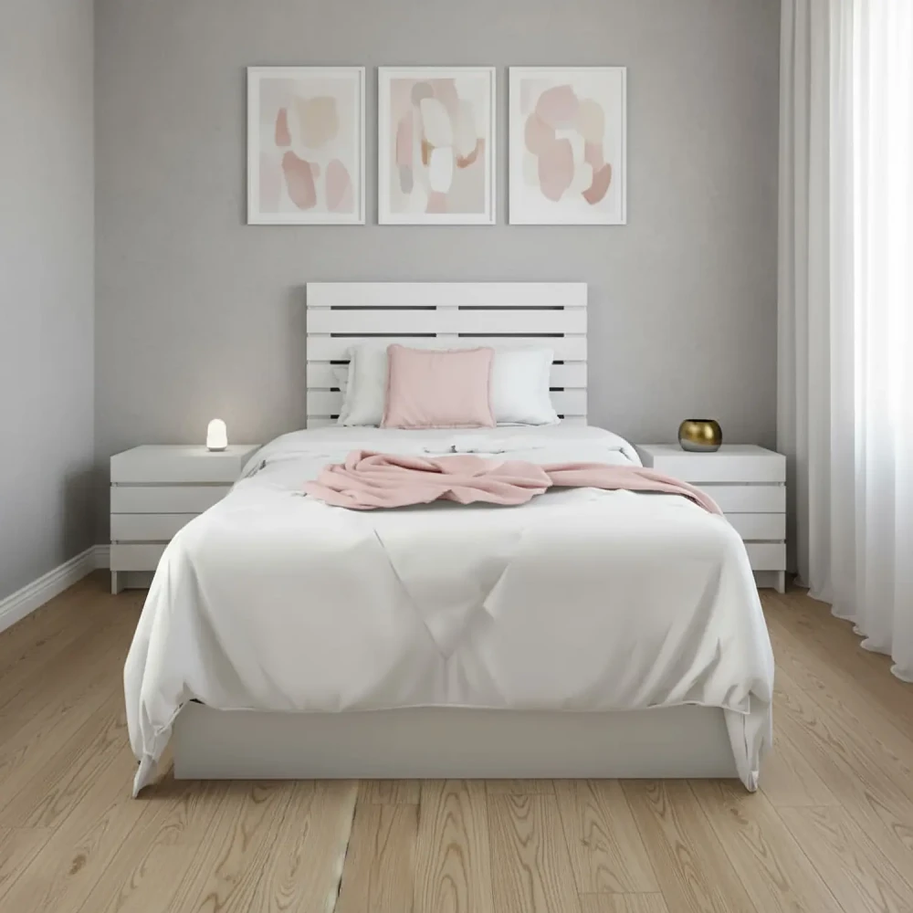 سرير نوم خشب فردي لون أبيض 0093