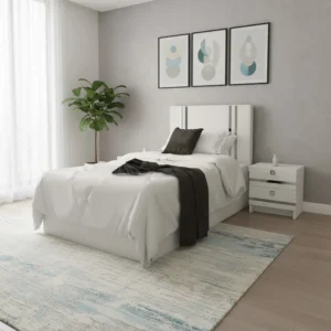 سرير نوم خشب فردي لون أبيض 0094