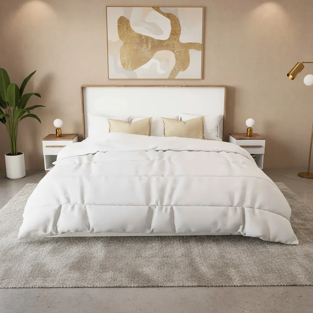 سرير نوم تصميم تركي لون أبيض مع بني 0098