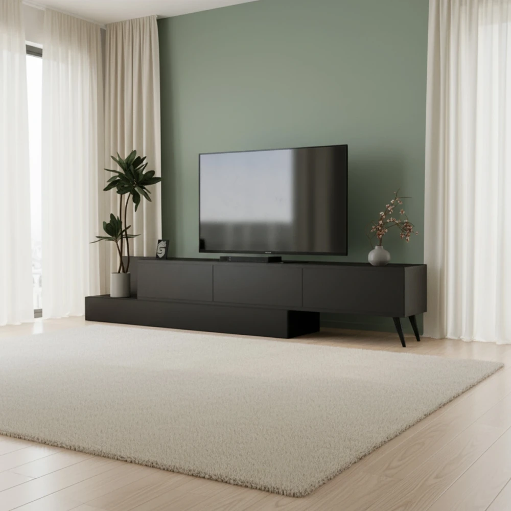 طاولة شاشة مودرن متحركة لون أسود 123