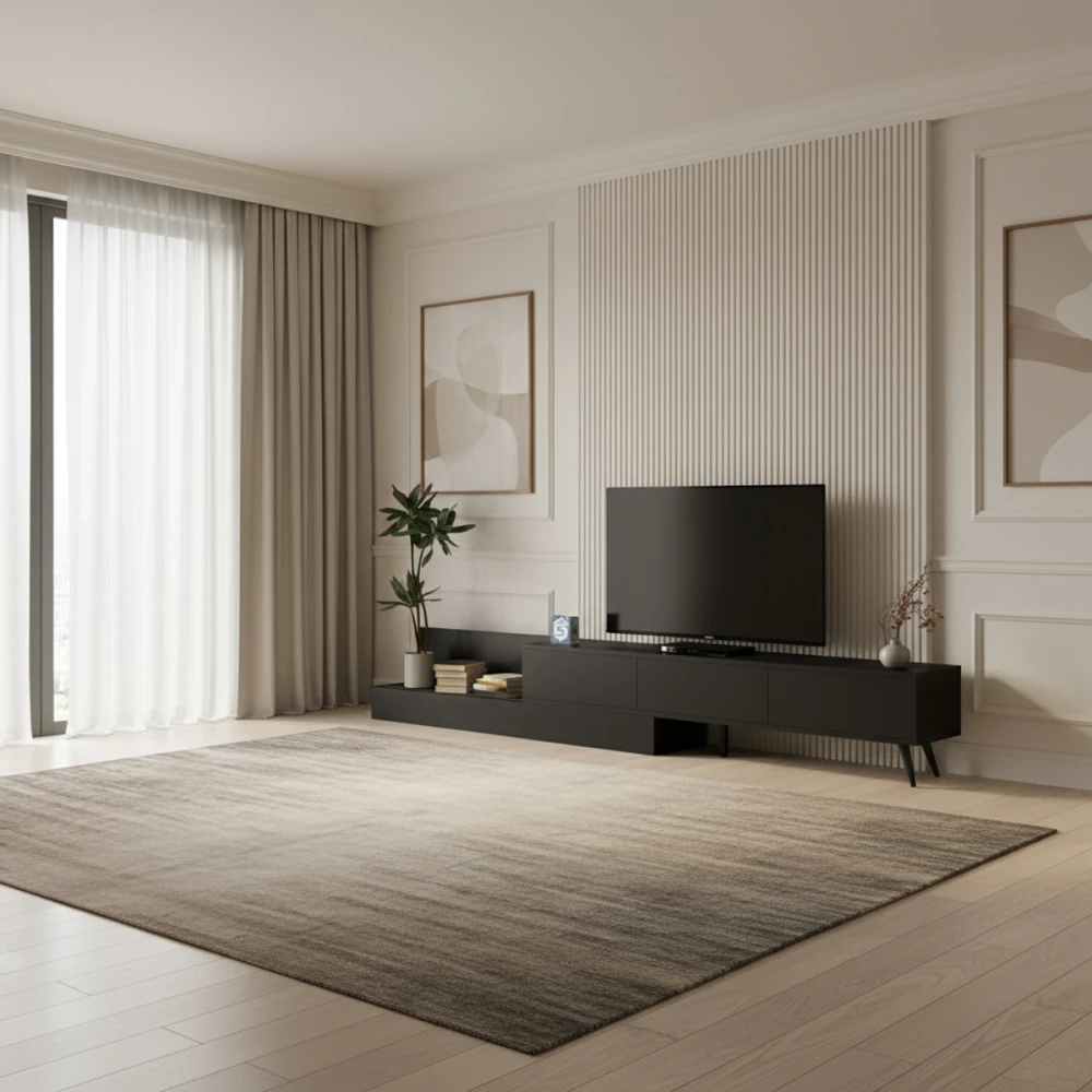 طاولة شاشة مودرن متحركة لون أسود 123