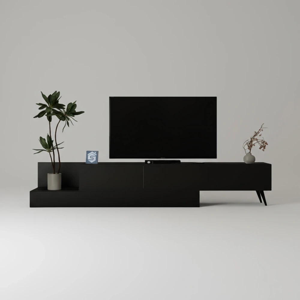 طاولة شاشة مودرن متحركة لون أسود 123