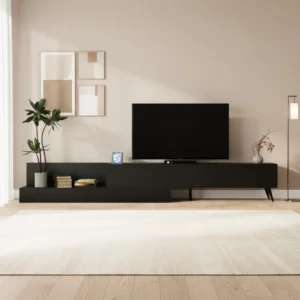 طاولة شاشة مودرن متحركة لون أسود 123