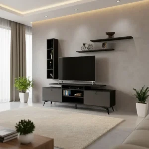 طاولة تلفاز عصرية لون أسود مع رمادي 125