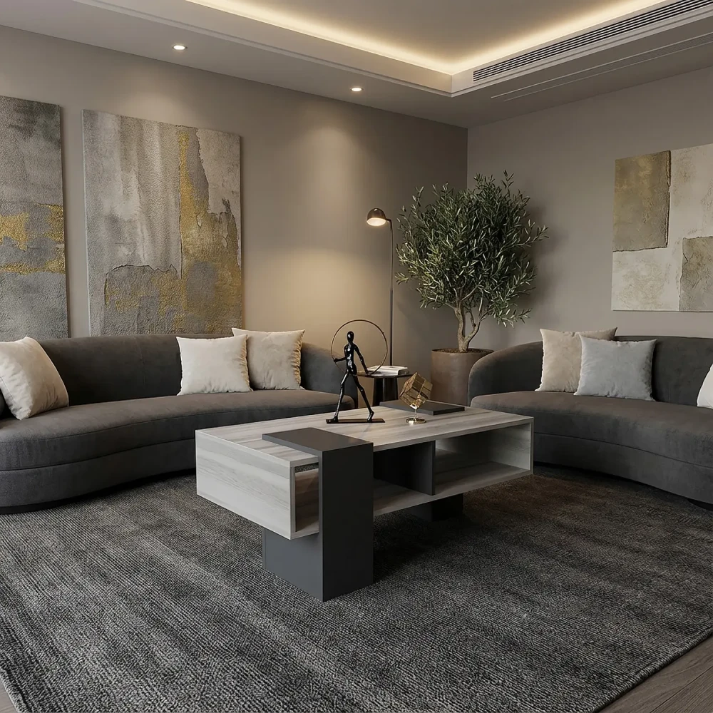 طقم طاولات تلفاز عصري لون رمادي درجتين 155