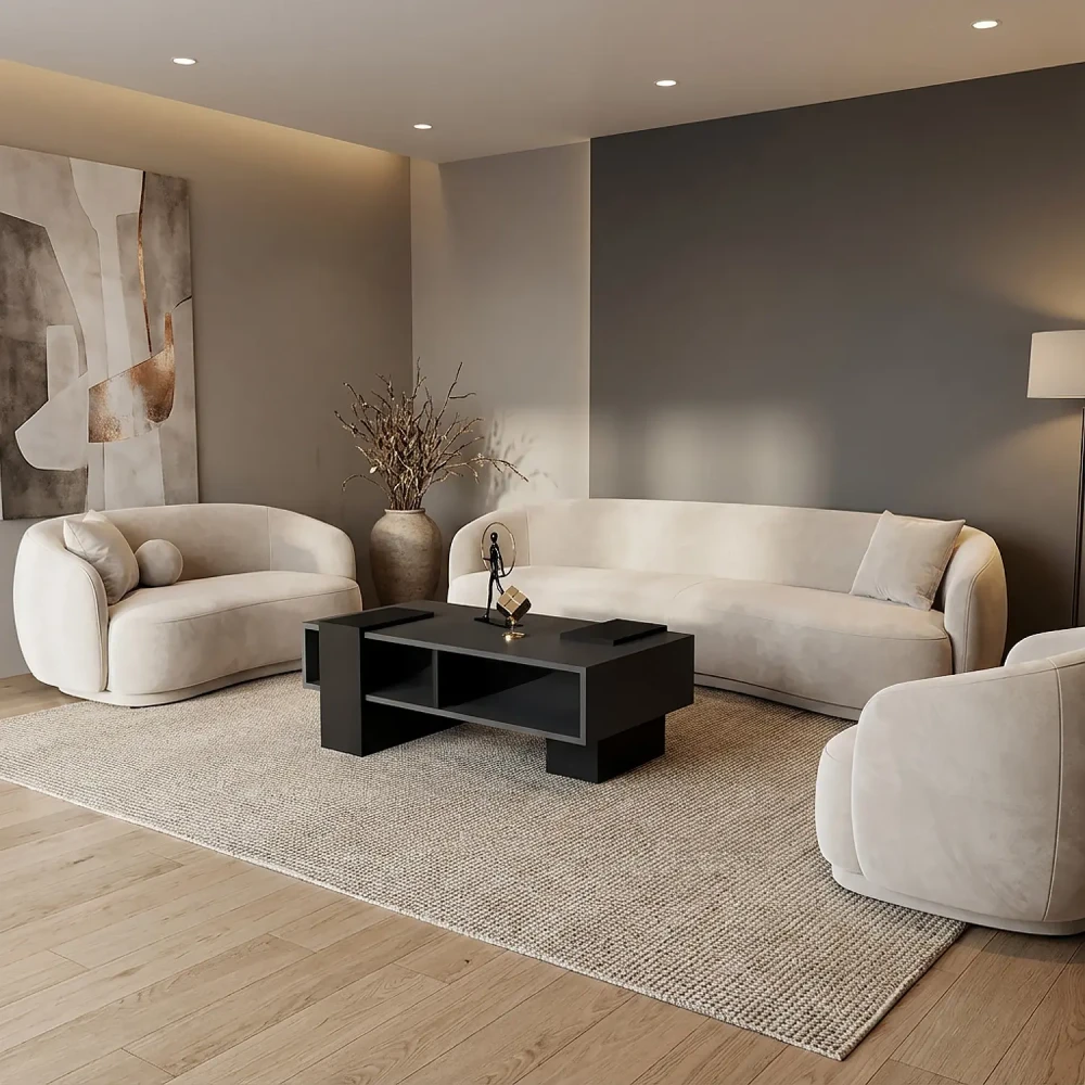 طقم طاولات تلفاز عصري لون رمادي مع أسود 154