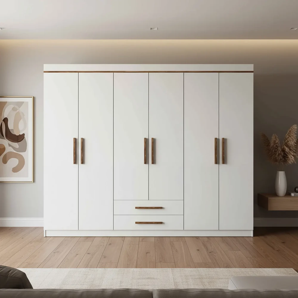 غرفة نوم كاملة مودرن لون أبيض مع بني 0099