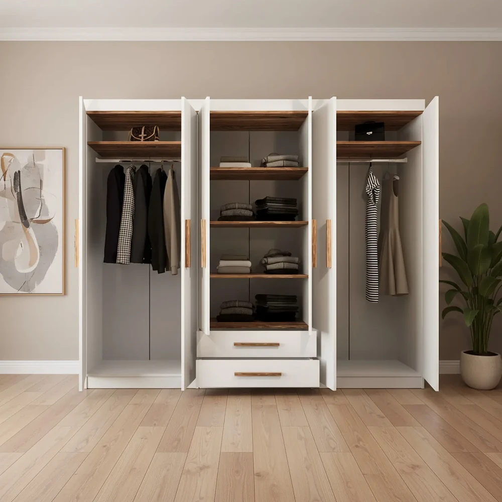 غرفة نوم كاملة مودرن لون أبيض مع بني 0099