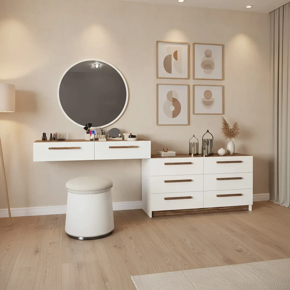 غرفة نوم كاملة مودرن لون أبيض مع بني 0099