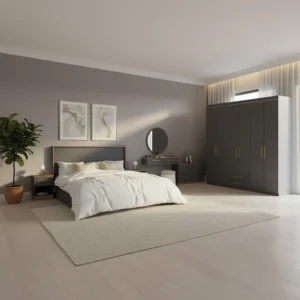 غرفة نوم كاملة مودرن لون رمادي مع بني 00910