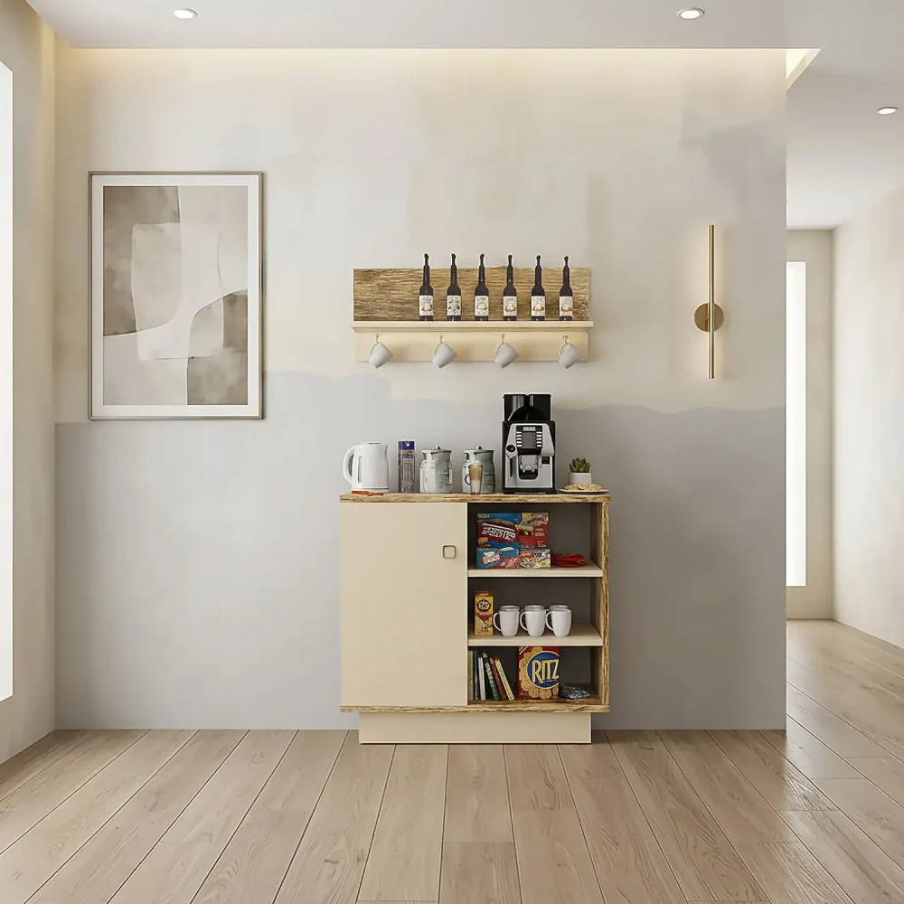 ركن قهوة لون بيج مع خشبي 035