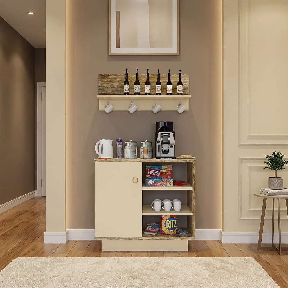 ركن قهوة لون بيج مع خشبي 035