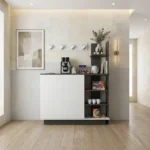 ركن قهوة برفوف لون أبيض مع رمادي 0