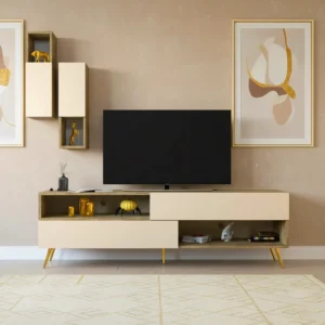 طاولة تلفزيون لون بيج مع خشبي 74