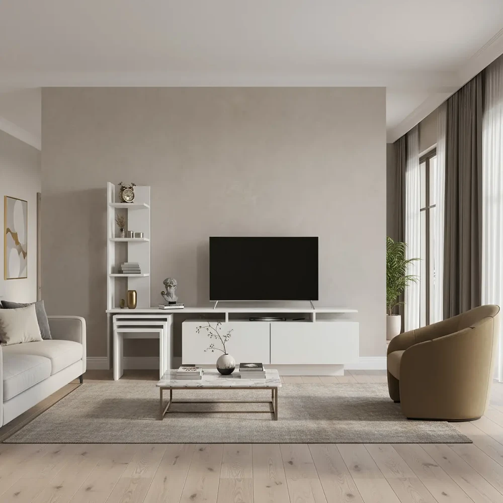 طاولة تلفزيون مع 3 طاولات خدمة 65