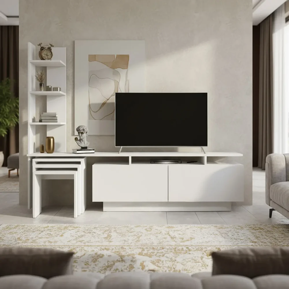 طاولة تلفزيون مع 3 طاولات خدمة 65