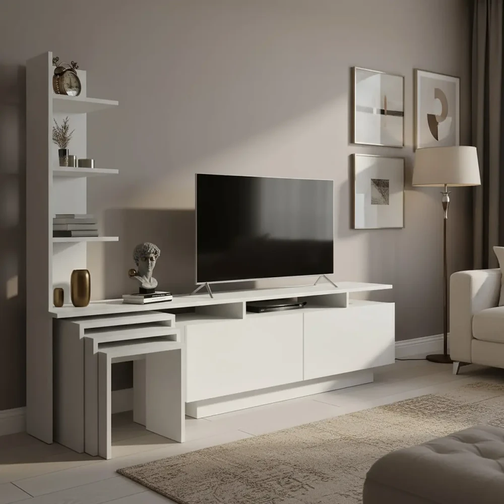 طاولة تلفزيون مع 3 طاولات خدمة 65