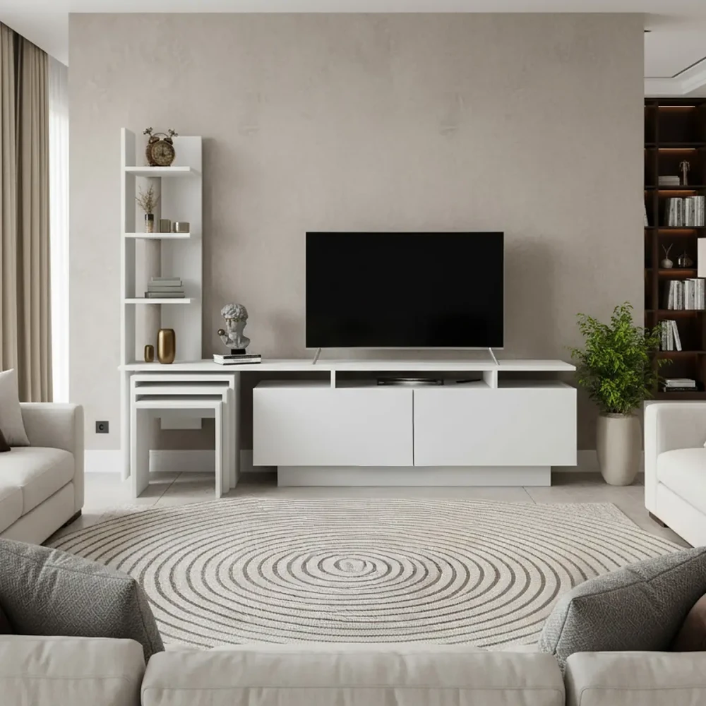 طاولة تلفزيون مع 3 طاولات خدمة 65