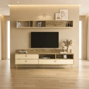 طاولة تلفزيون لون بيج مع خشبي 71