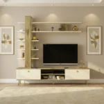 مكتبة تلفزيون لون بيج مع خشبي 79