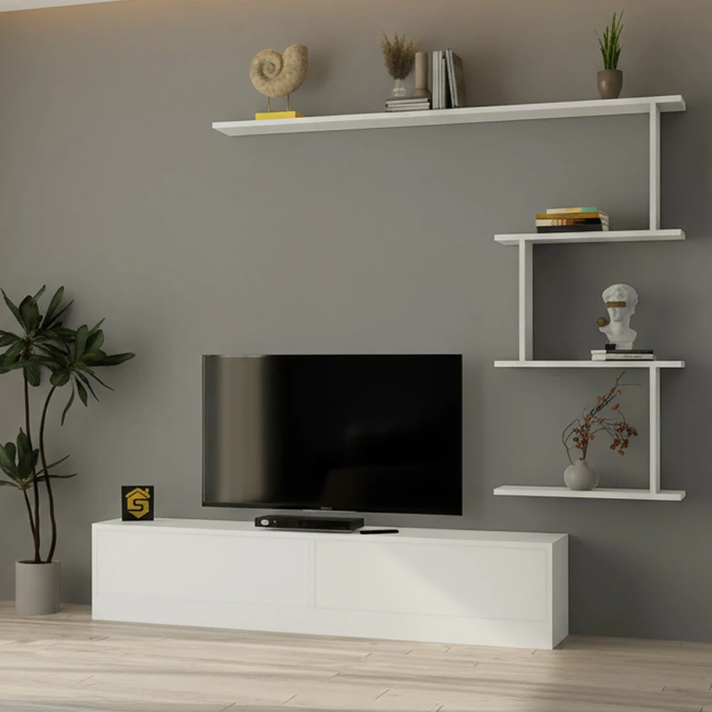 طاولة تلفاز لون أبيض 17