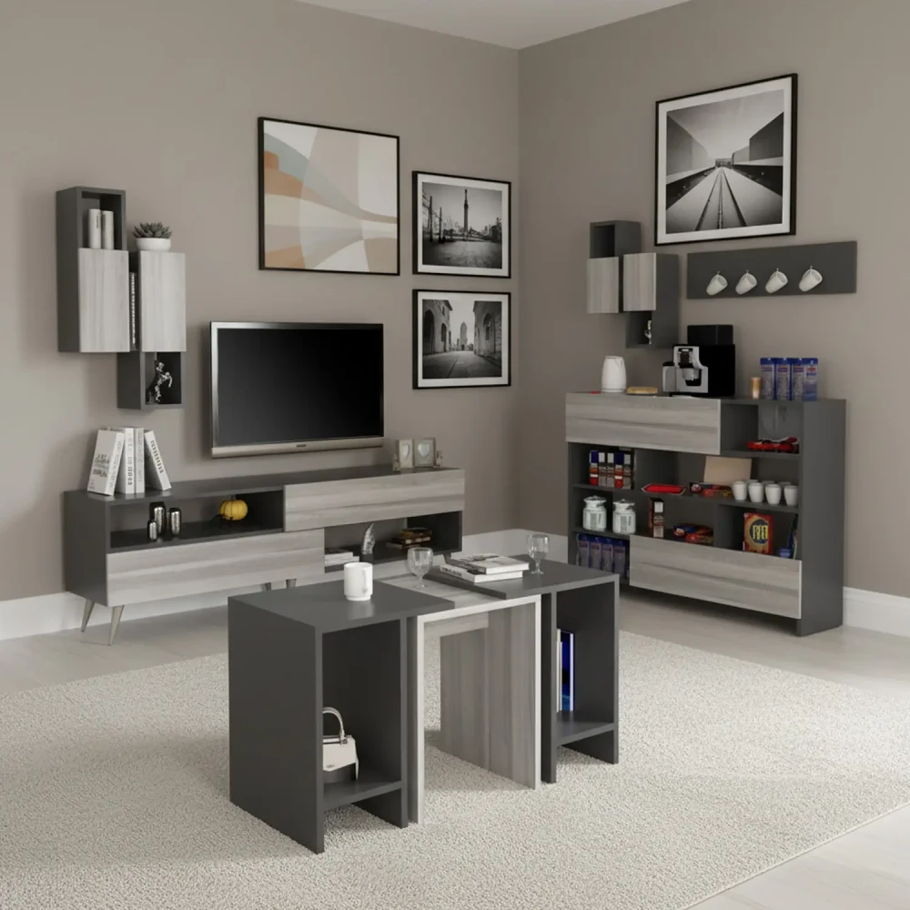 طقم طاولات تلفزيون و قهوة و ركن قهوة 0143