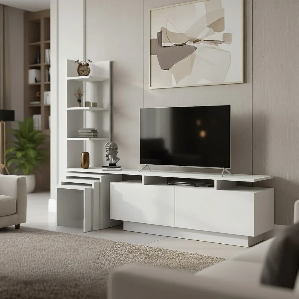 طقم طاولات لون أبيض 0124