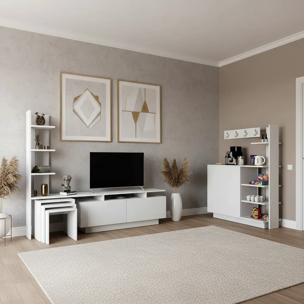 طقم طاولات لون أبيض 0124