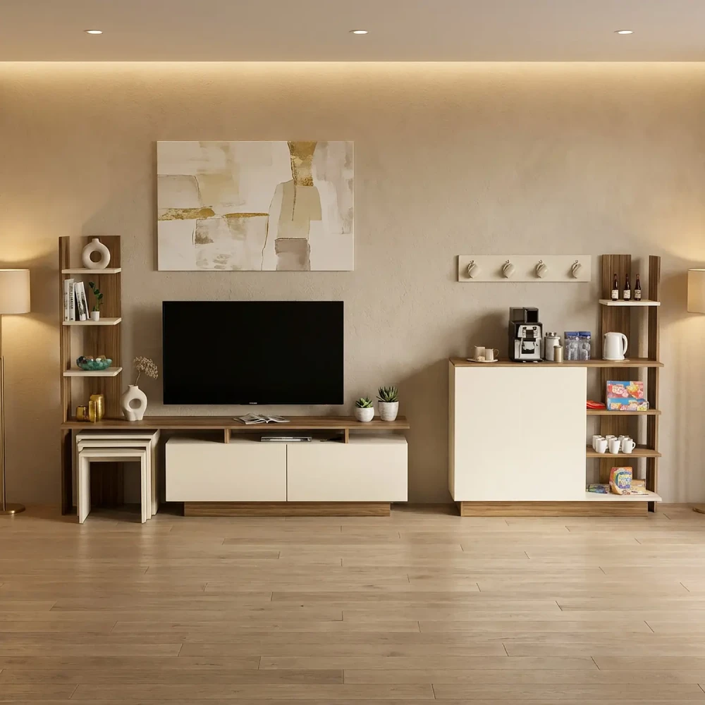 طقم طاولات بيج مع بني 0129