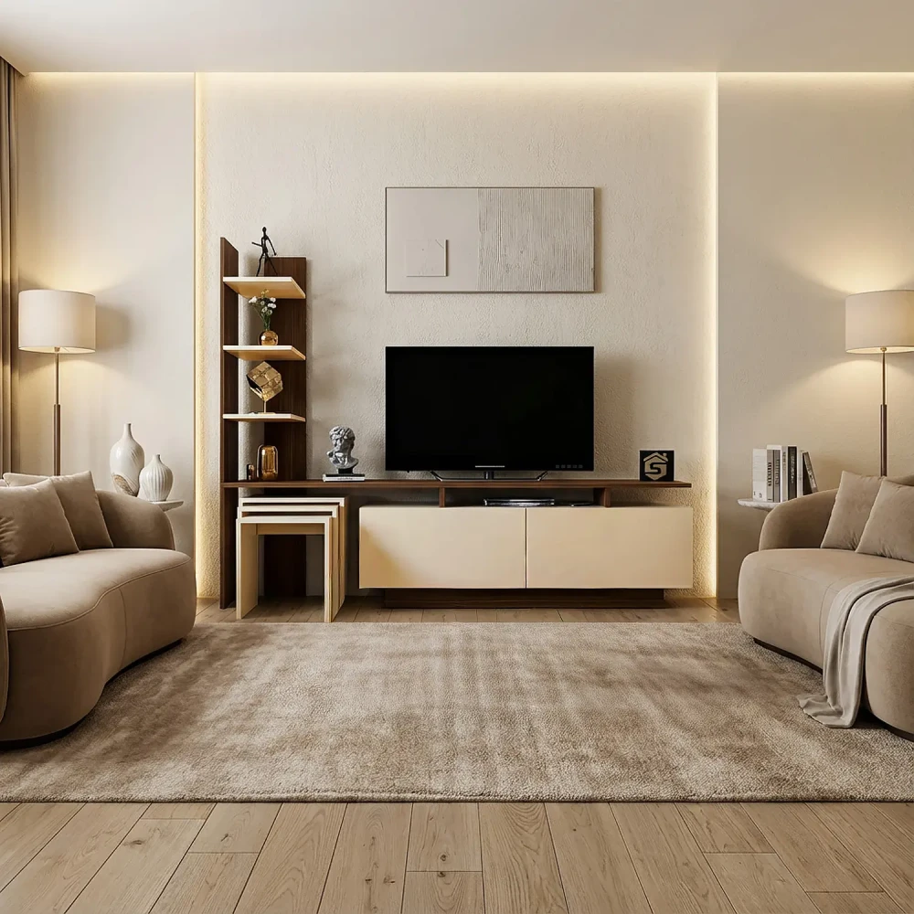 طقم طاولات بيج مع بني 0129