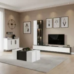 طقم طاولات شاشة لون ابيض مع رمادي 158