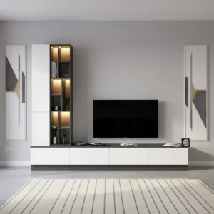 طاولة بلازما مودرن أسود مع بني بالاضاءة 119