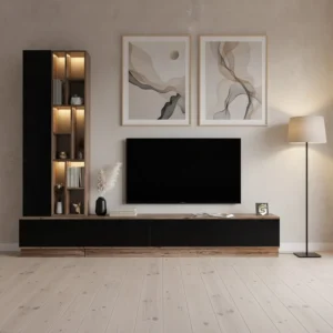 طاولة بلازما مودرن أسود مع بني بالاضاءة 119