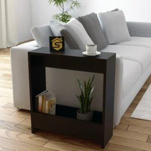 طاولة جانبية مودرن باللون الأسود للأريكة مع رف سفلي للتخزين